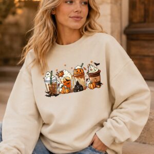Cute Pumpkin Spice Ghost Coffee Hoodie - Fall & Halloween