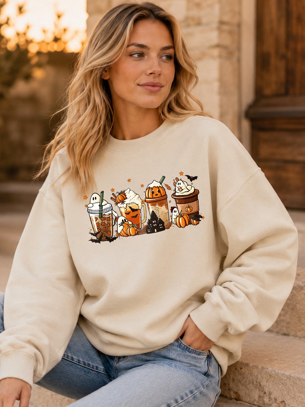 Cute Pumpkin Spice Ghost Coffee Hoodie - Fall & Halloween