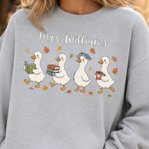 Mrs. Williams Custom Teacher Hoodie with Cute Autumn Ducks