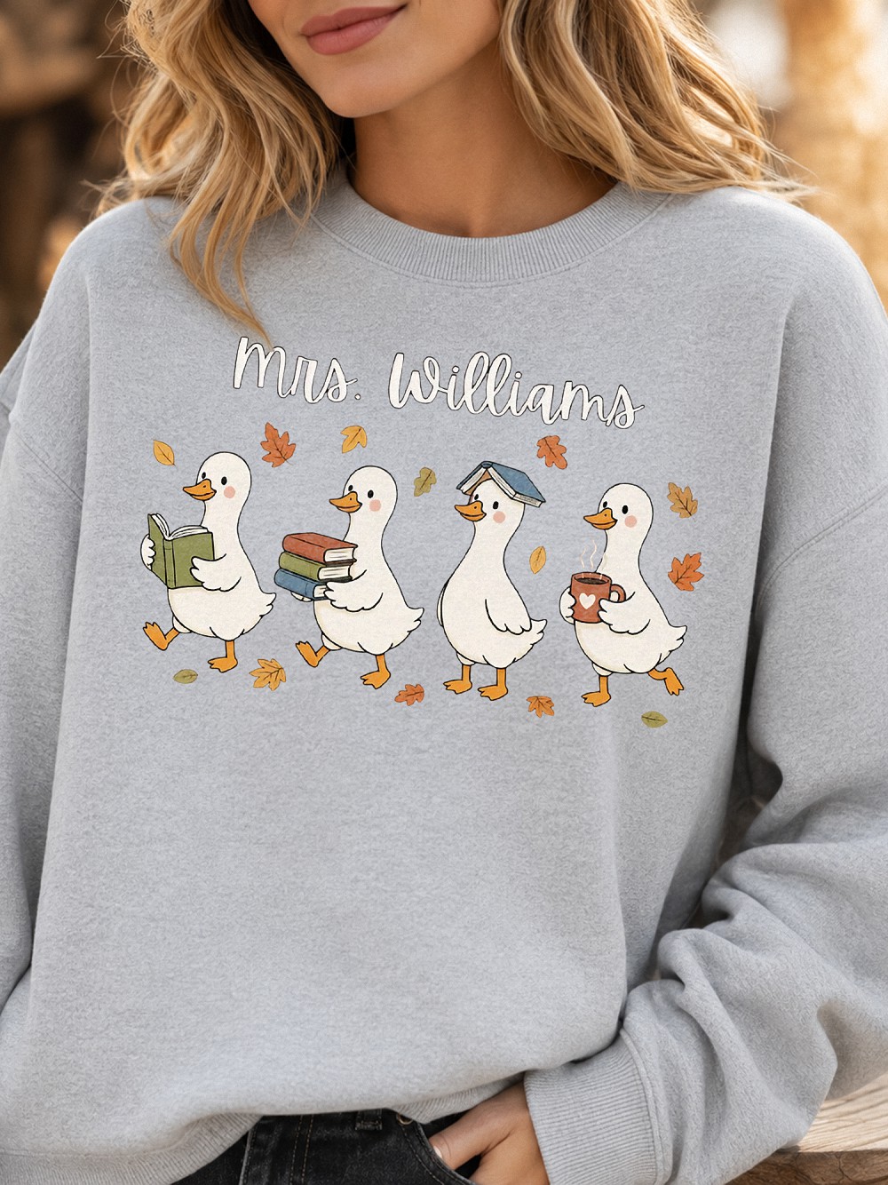 Mrs. Williams Custom Teacher Hoodie with Cute Autumn Ducks