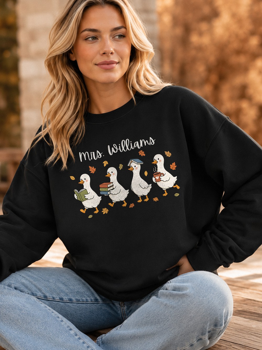Mrs. Williams Custom Teacher Hoodie with Cute Autumn Ducks