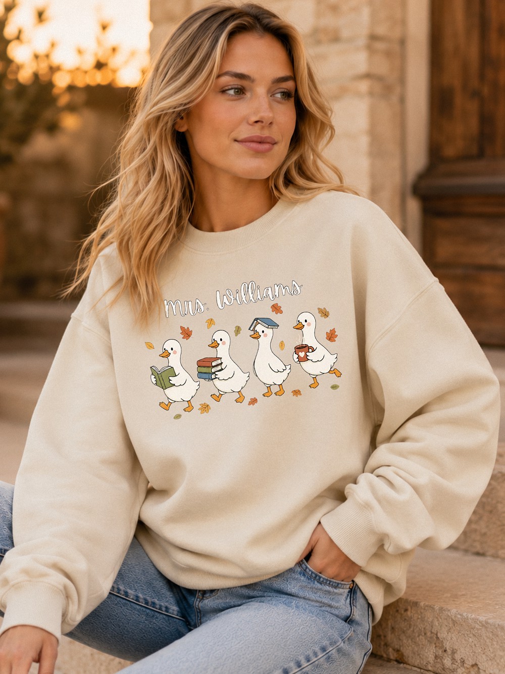 Mrs. Williams Custom Teacher Hoodie with Cute Autumn Ducks