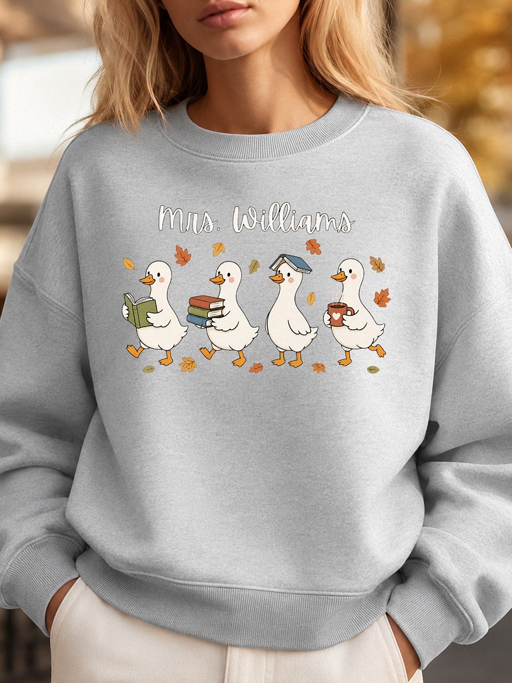 Mrs. Williams Custom Teacher Hoodie with Cute Autumn Ducks
