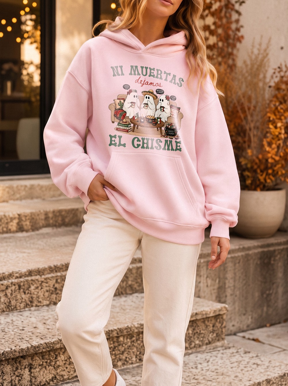 Ni Muertas Dejamos El Chisme Cute Ghost Latina Halloween Hoodie