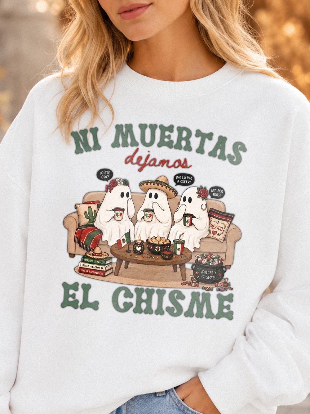 Ni Muertas Dejamos El Chisme Cute Ghost Latina Halloween Hoodie