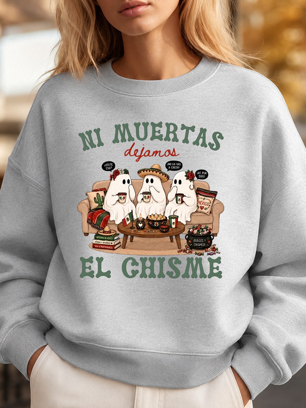 Ni Muertas Dejamos El Chisme Cute Ghost Latina Halloween Hoodie