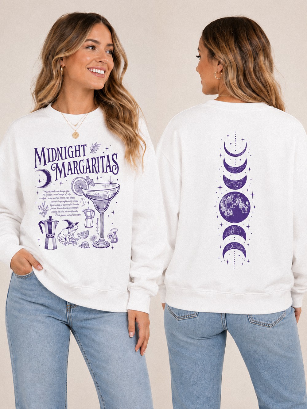Midnight Margaritas Sweatshirt Practical Magic Witchy Moon Phase