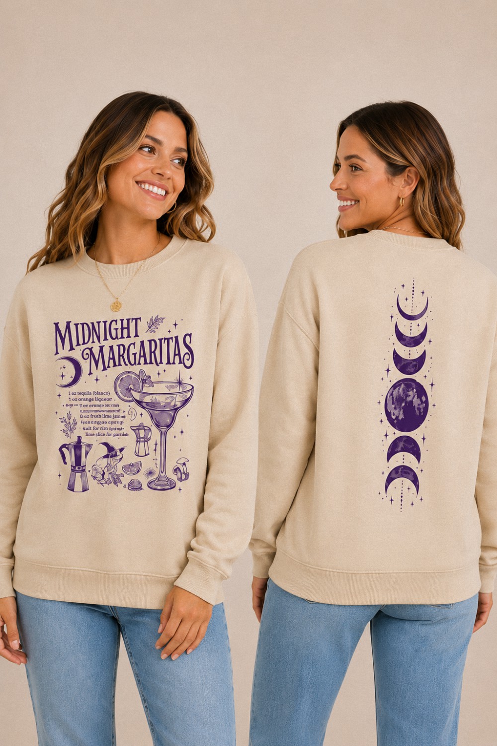 Midnight Margaritas Sweatshirt Practical Magic Witchy Moon Phase