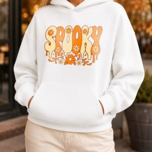 Retro Spooky Hoodie - Groovy Floral Halloween Sweatshirt for Women