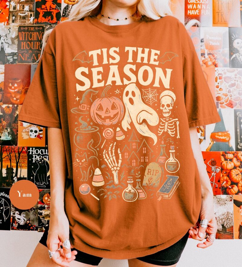 Tis The Season Retro Halloween Shirt, Vintage Spooky Season Tee