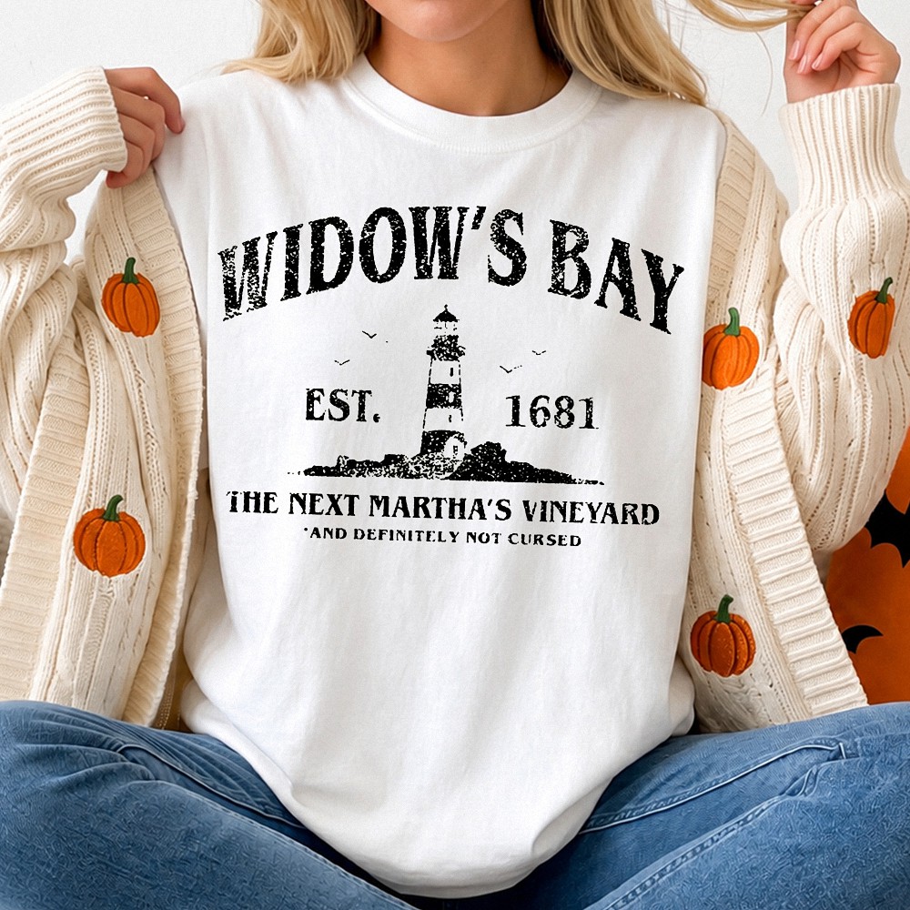 Widow's Bay Cursed Town Shirt Spooky Coastal Lighthouse Parody Tee