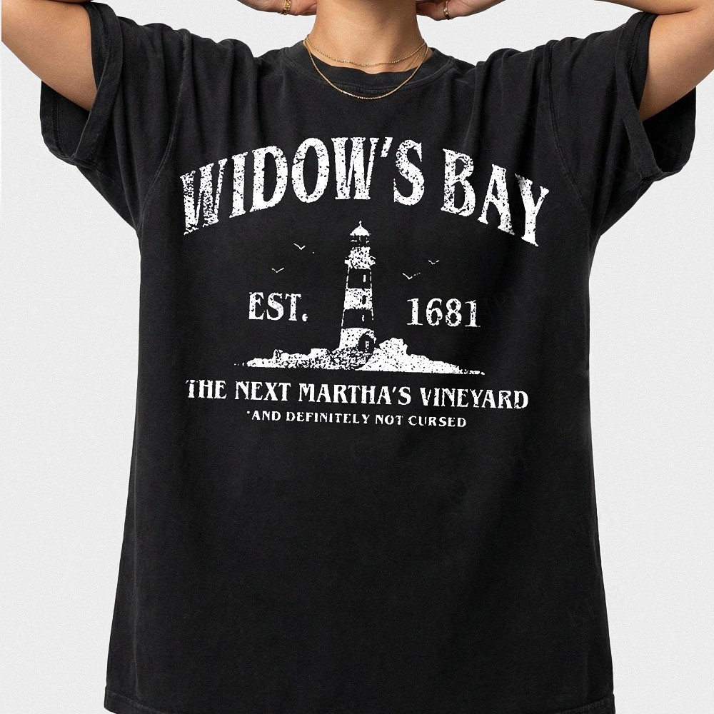 Widow's Bay Cursed Town Shirt Spooky Coastal Lighthouse Parody Tee
