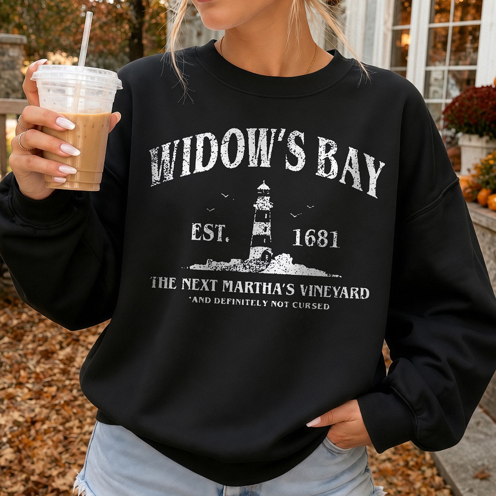 Widow's Bay Cursed Town Shirt Spooky Coastal Lighthouse Parody Tee