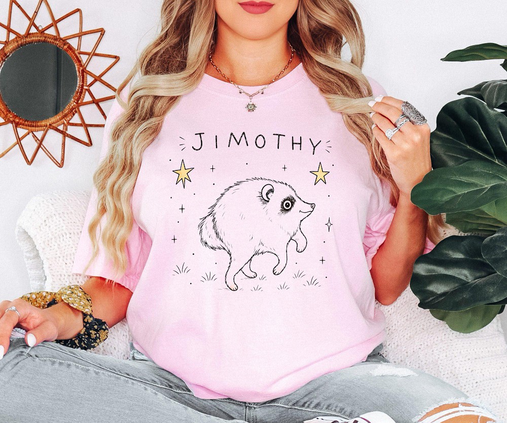 Jimothy Cute Fluffy Creature Graphic Tee (4) - Whimsical Pastel Shirt