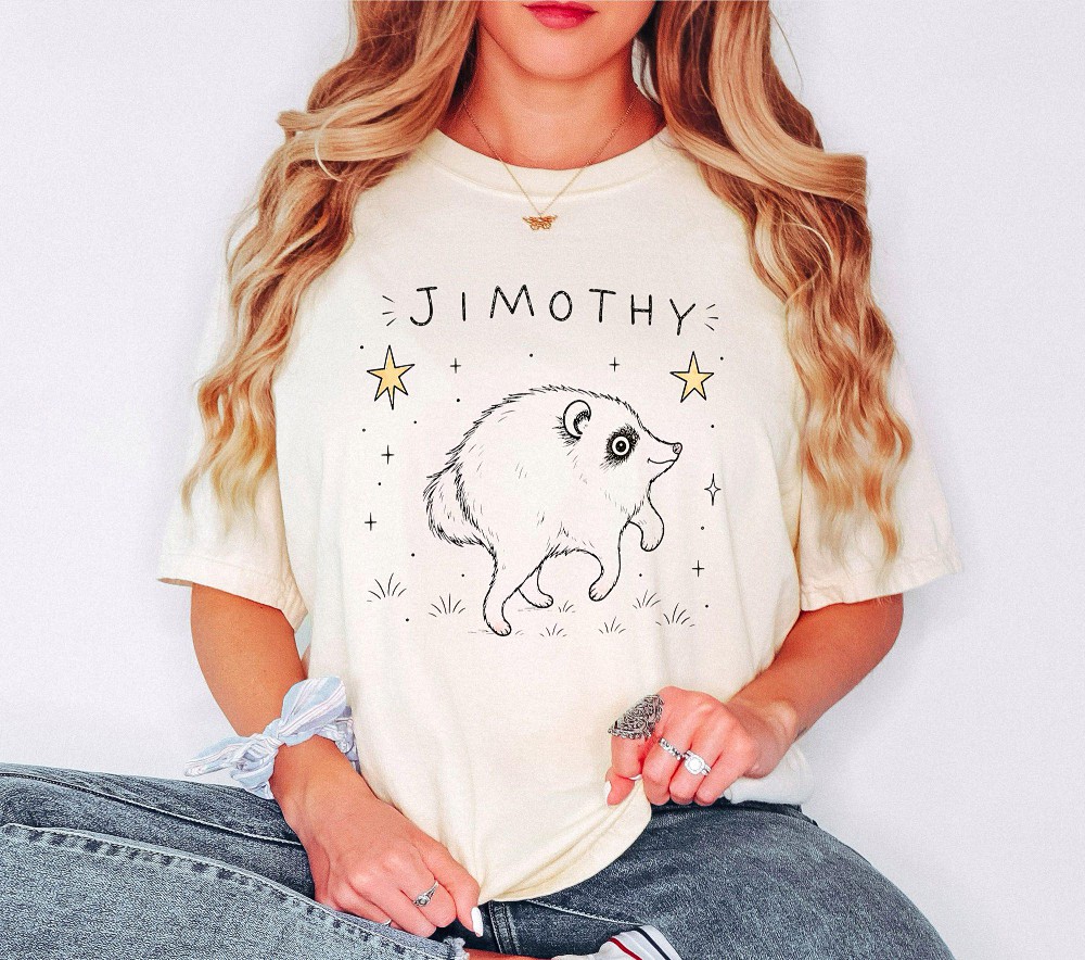 Jimothy Cute Fluffy Creature Graphic Tee (4) - Whimsical Pastel Shirt