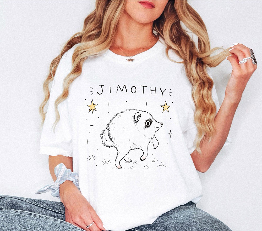Jimothy Cute Fluffy Creature Graphic Tee (4) - Whimsical Pastel Shirt