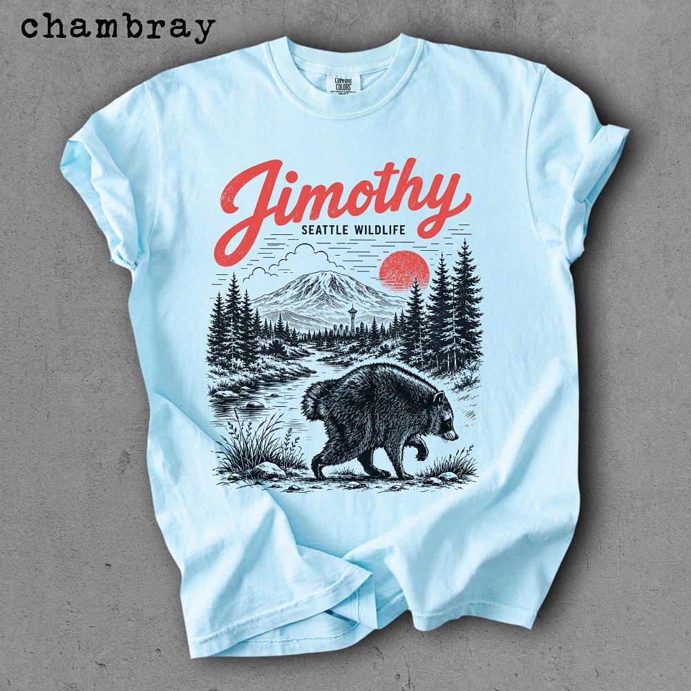 Vintage Jimothy Seattle Wildlife T-Shirt Retro Bear Graphic Tee