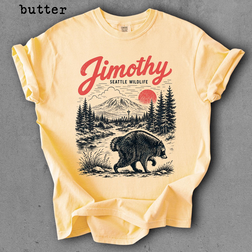 Vintage Jimothy Seattle Wildlife T-Shirt Retro Bear Graphic Tee