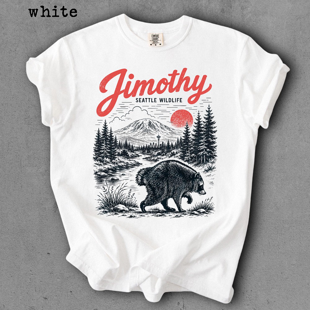 Vintage Jimothy Seattle Wildlife T-Shirt Retro Bear Graphic Tee