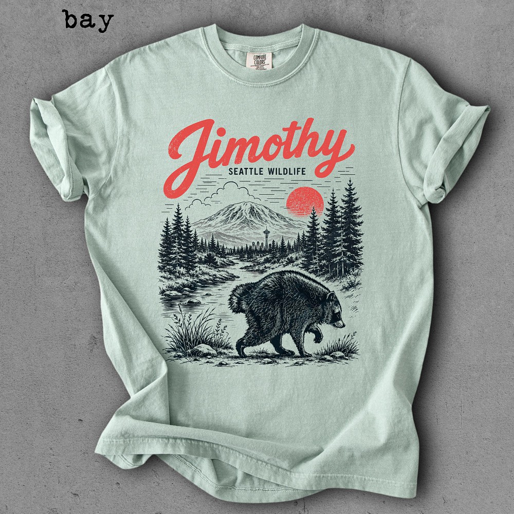 Vintage Jimothy Seattle Wildlife T-Shirt Retro Bear Graphic Tee