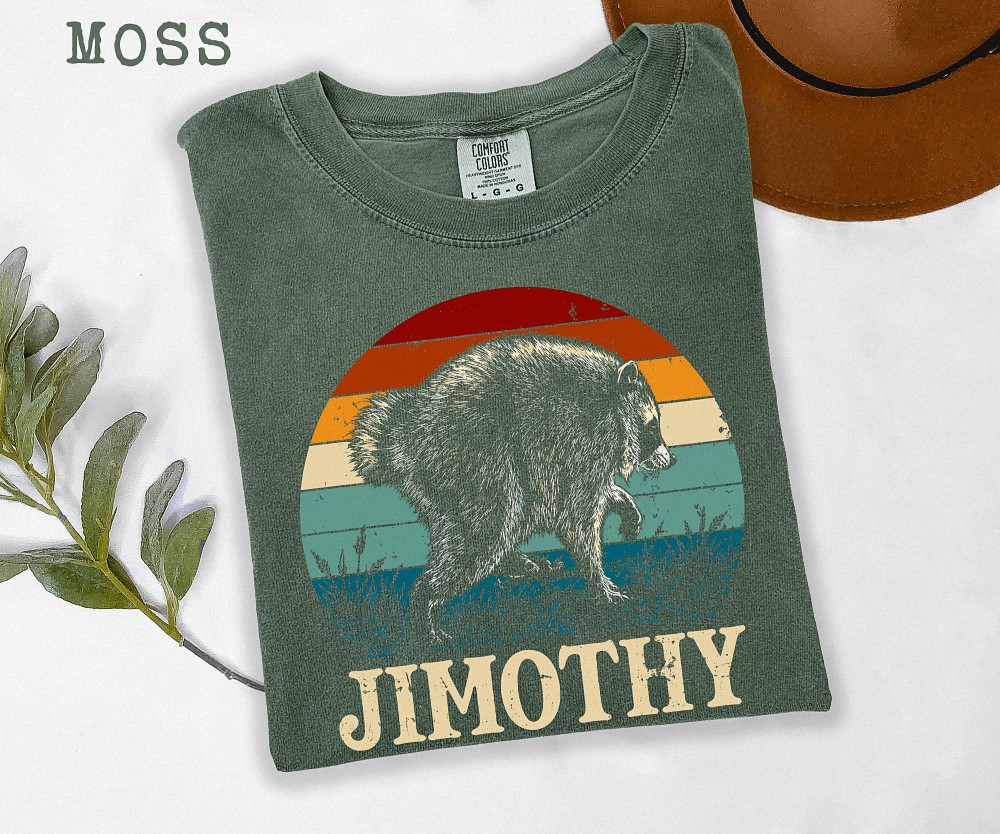 Jimothy Raccoon Retro Sunset T-Shirt - Funny Vintage Animal Tee
