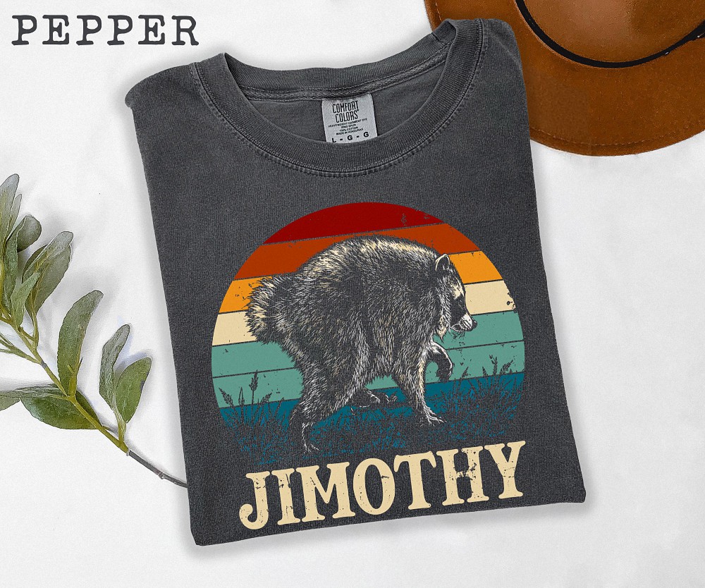 Jimothy Raccoon Retro Sunset T-Shirt - Funny Vintage Animal Tee