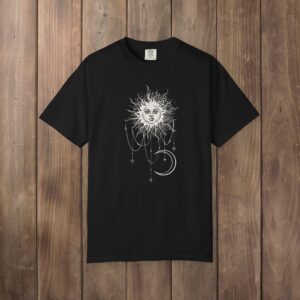 Vintage Celestial Sun and Moon Graphic Tee - Boho Mystical Shirt