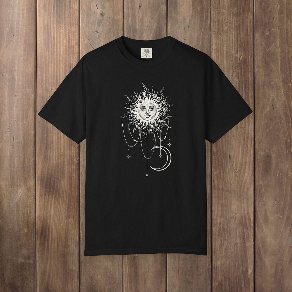 Vintage Celestial Sun and Moon Graphic Tee - Boho Mystical Shirt