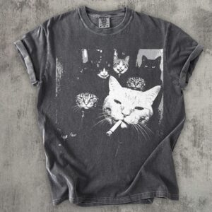 Vintage Smoking Cat Graphic Tee | Funny Mafia Cat Gang Shirt
