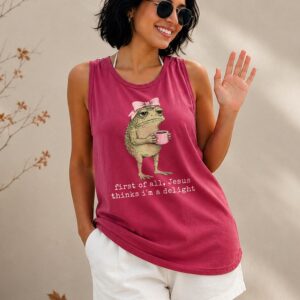 Jesus Thinks I'm A Delight Funny Frog Women's Tank Top