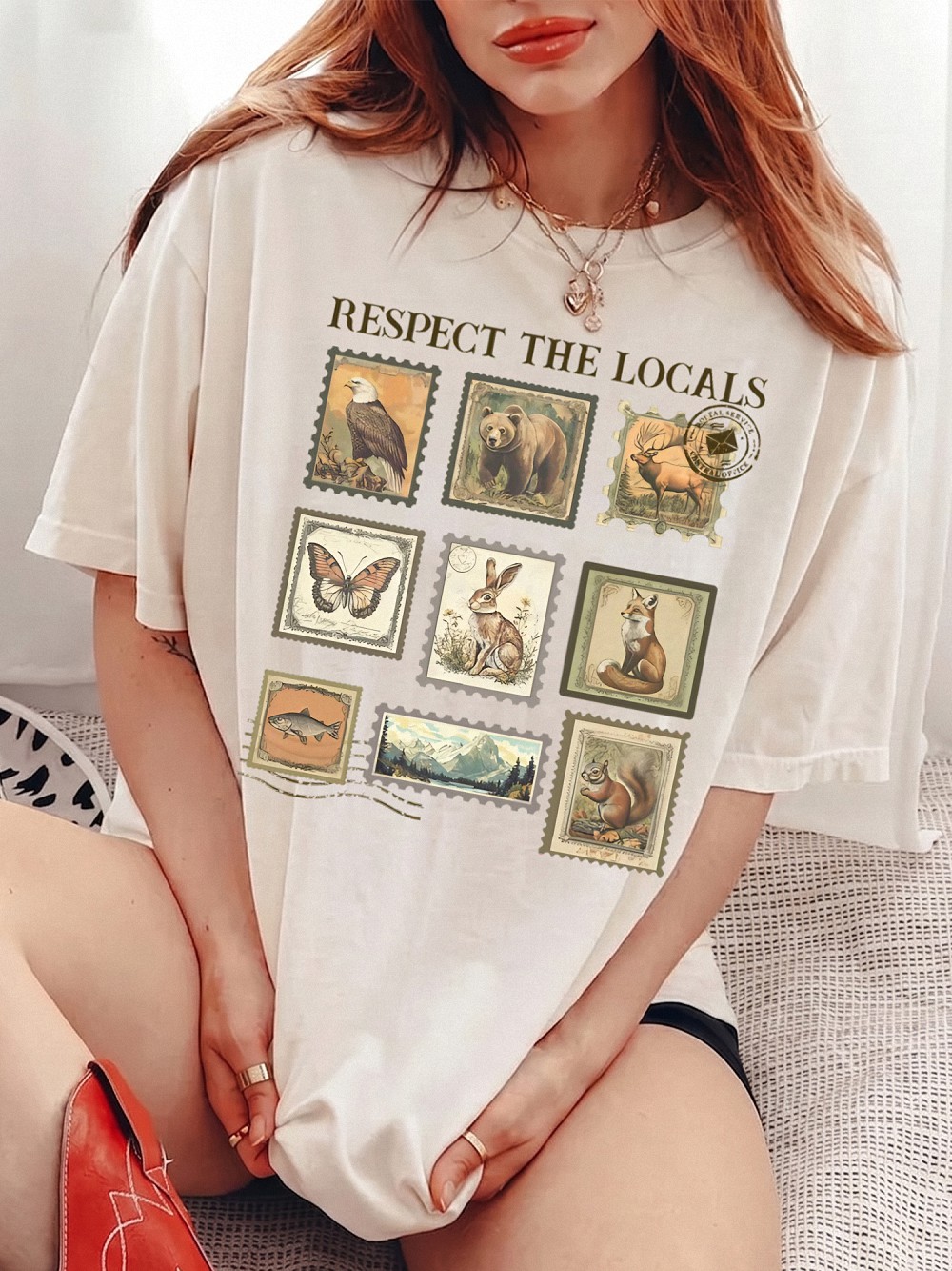 Respect The Locals Vintage Wildlife Stamp Tank Top - Nature Shirt