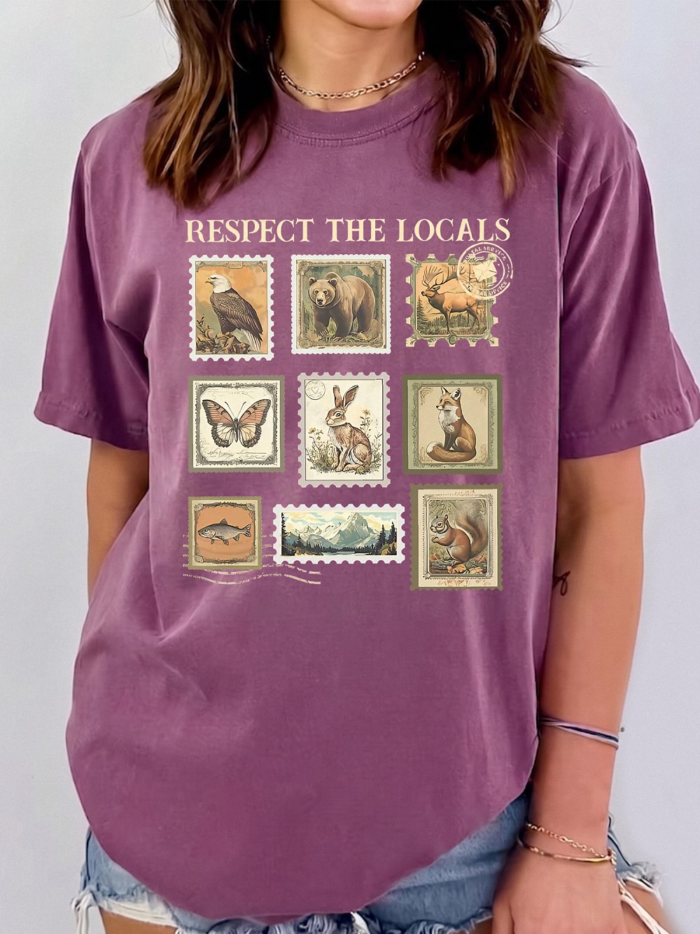 Respect The Locals Vintage Wildlife Stamp Tank Top - Nature Shirt