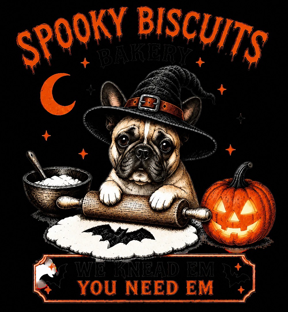 Spooky Biscuits Bakery Halloween Dog Tank Top | Funny Witch Frenchie