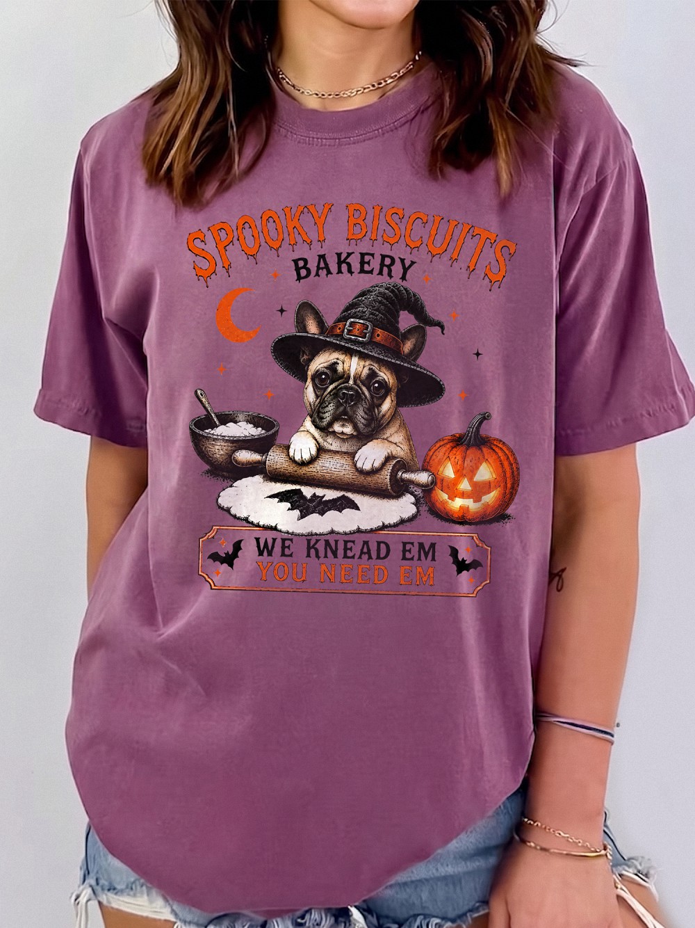 Spooky Biscuits Bakery Halloween Dog Tank Top | Funny Witch Frenchie