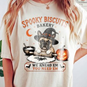 Spooky Biscuits Bakery Halloween Dog Tank Top | Funny Witch Frenchie