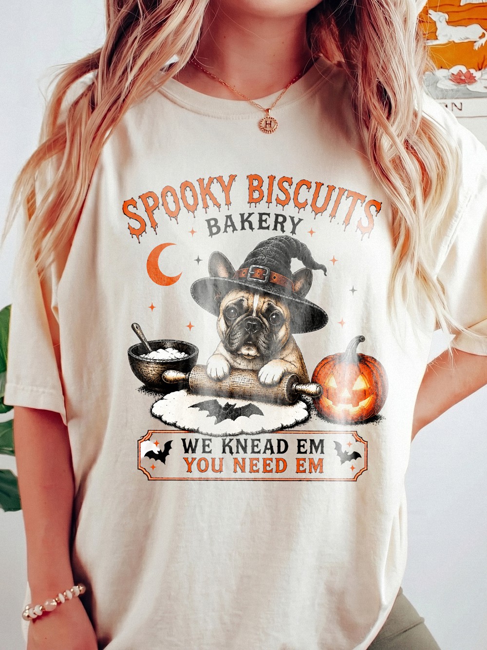 Spooky Biscuits Bakery Halloween Dog Tank Top | Funny Witch Frenchie