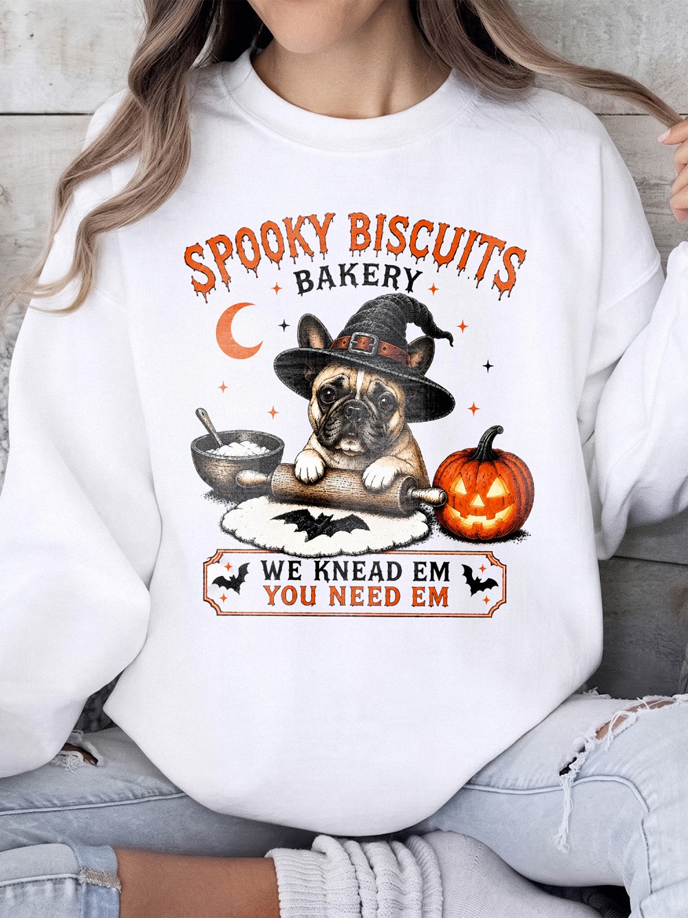 Spooky Biscuits Bakery Halloween Dog Tank Top | Funny Witch Frenchie