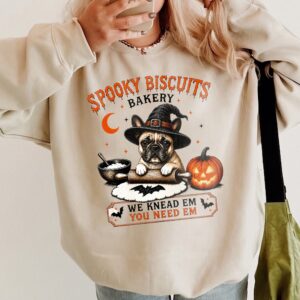 Spooky Biscuits Bakery Halloween Dog Tank Top | Funny Witch Frenchie