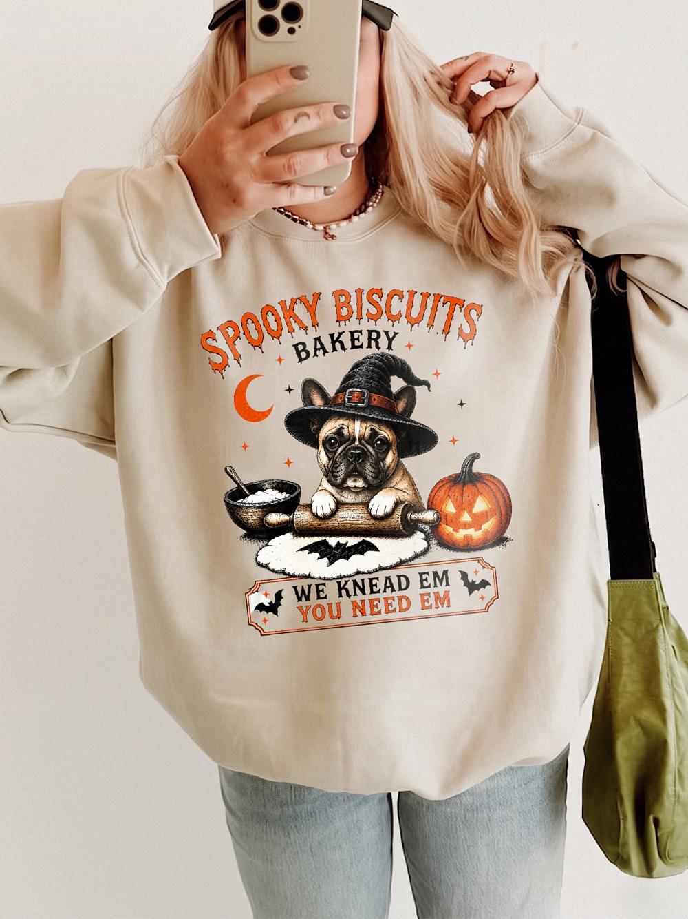 Spooky Biscuits Bakery Halloween Dog Tank Top | Funny Witch Frenchie