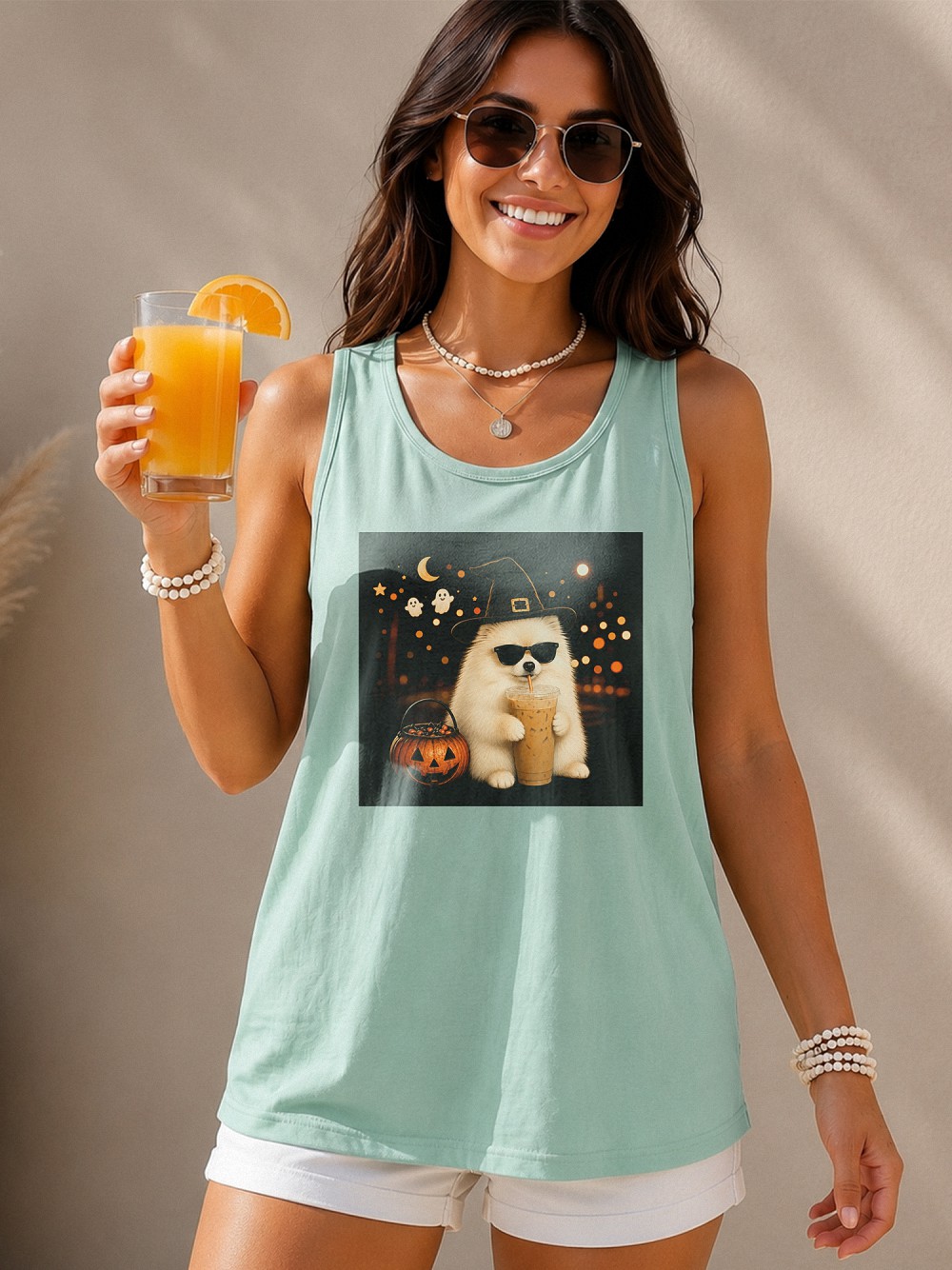 Pomeranian Witch Halloween Tank Top | Pumpkin Spice Dog Shirt
