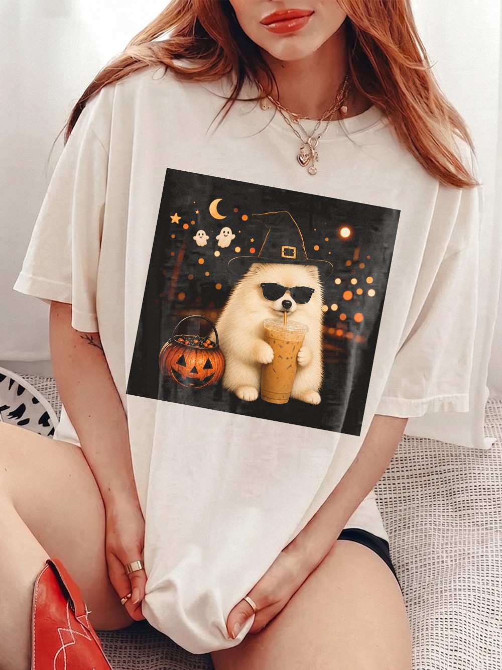 Pomeranian Witch Halloween Tank Top | Pumpkin Spice Dog Shirt