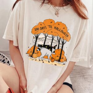 100 Days 'Til Halloween Tank Top | Cute Witch Dog Fall Graphic