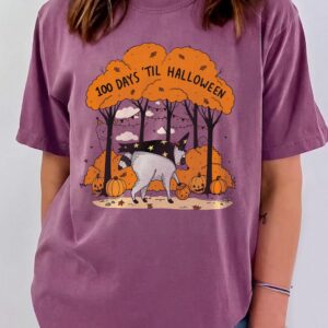 100 Days 'Til Halloween Tank Top | Cute Witch Dog Fall Graphic