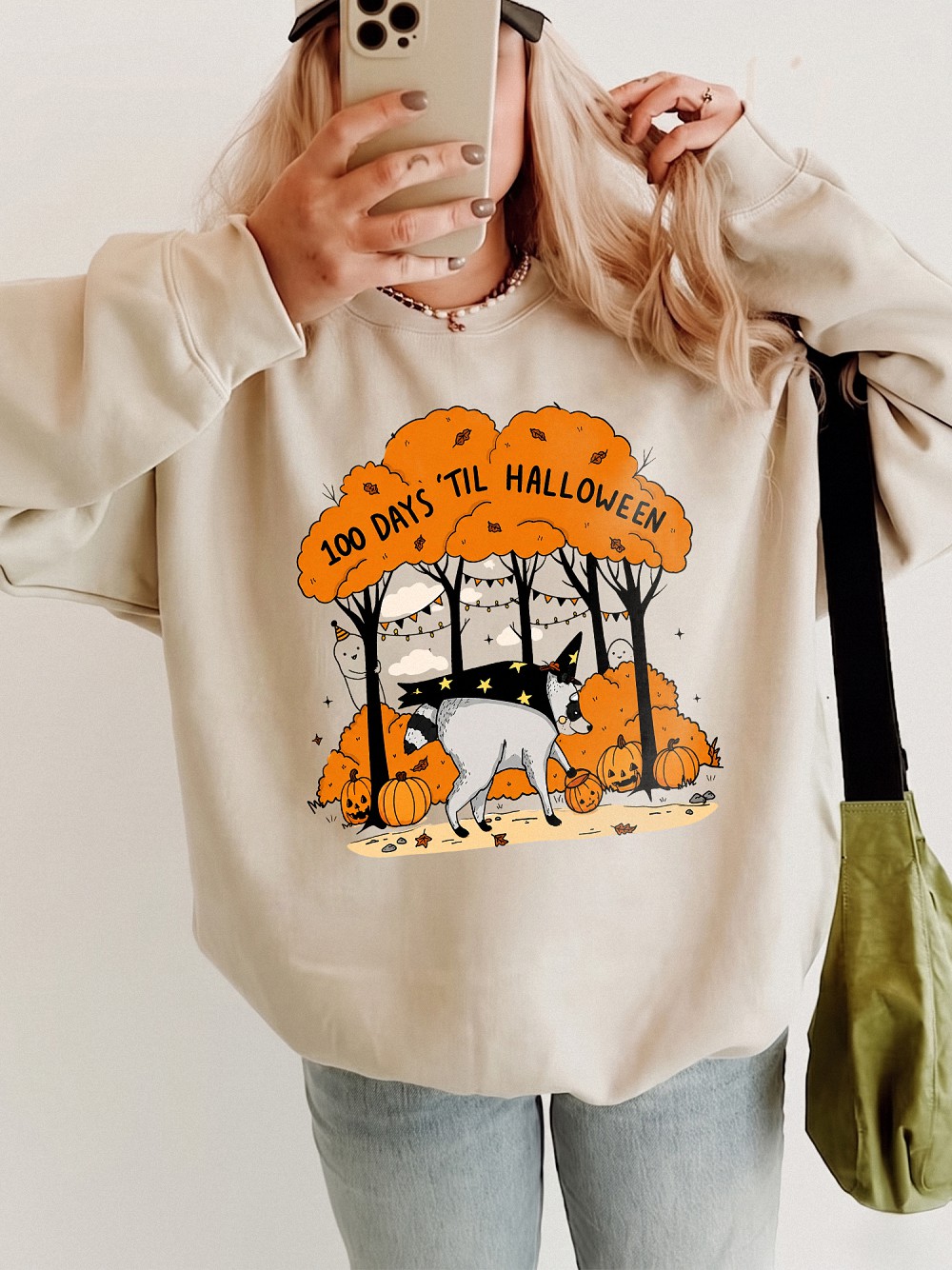 100 Days 'Til Halloween Tank Top | Cute Witch Dog Fall Graphic