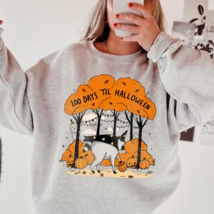 100 Days 'Til Halloween Tank Top | Cute Witch Dog Fall Graphic