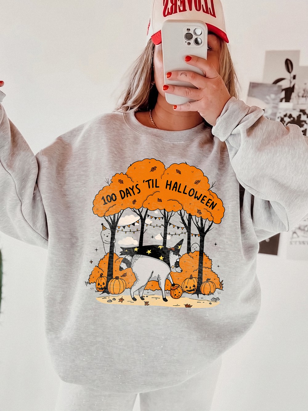 100 Days 'Til Halloween Tank Top | Cute Witch Dog Fall Graphic