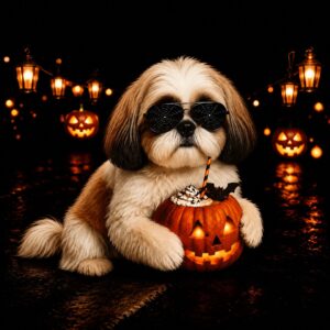 Cute Shih Tzu Halloween Pumpkin Women's Tank Top - Spooky Dog Top