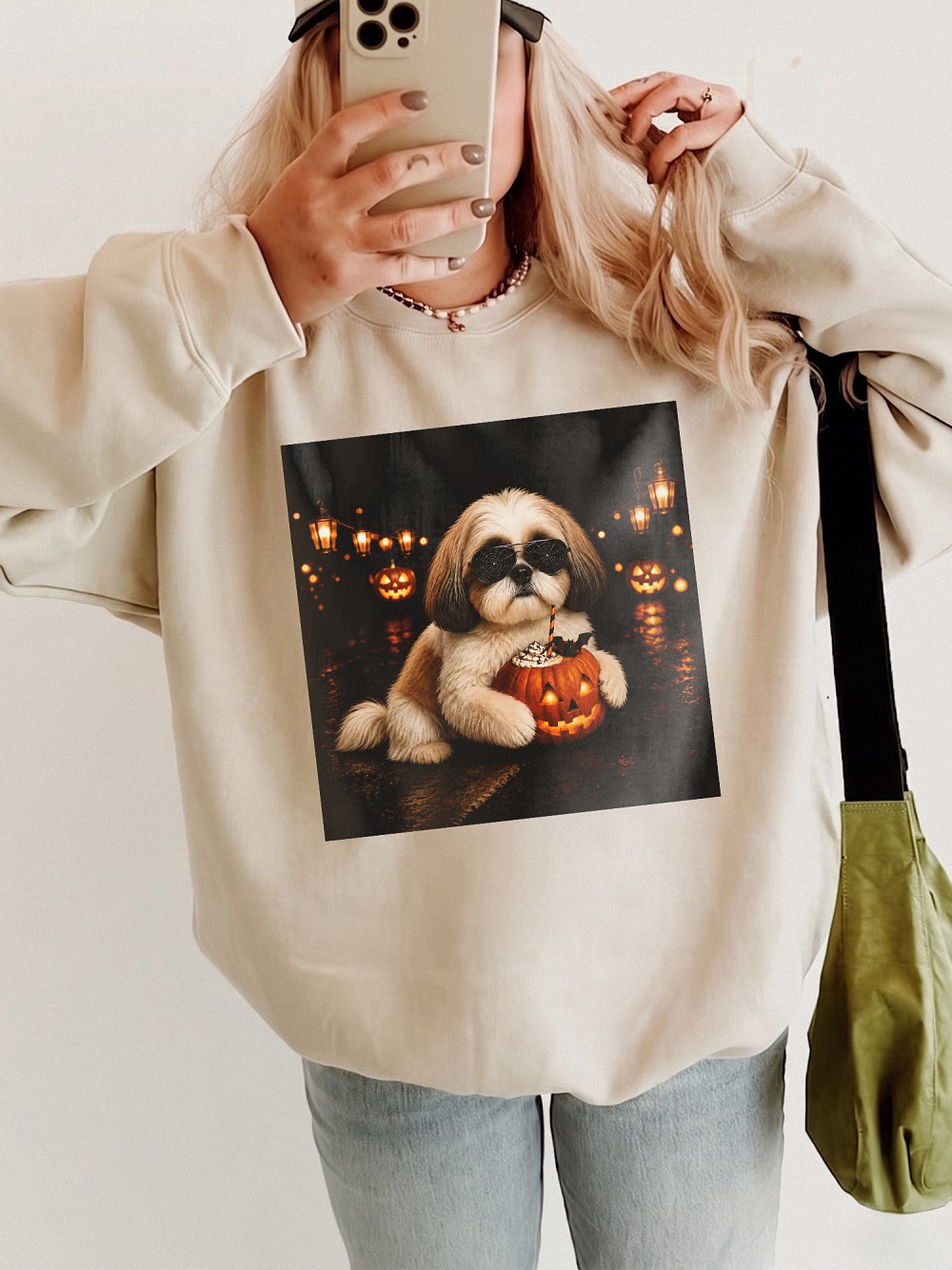 Cute Shih Tzu Halloween Pumpkin Women's Tank Top - Spooky Dog Top