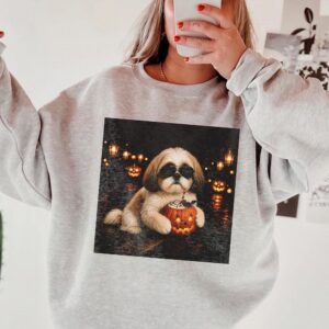 Cute Shih Tzu Halloween Pumpkin Women's Tank Top - Spooky Dog Top