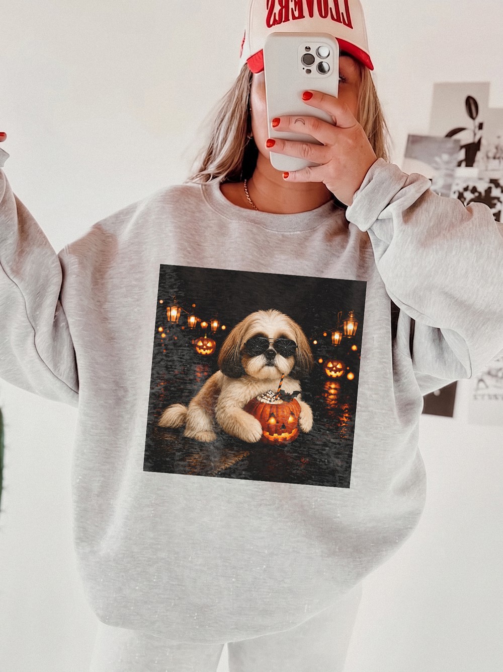 Cute Shih Tzu Halloween Pumpkin Women's Tank Top - Spooky Dog Top